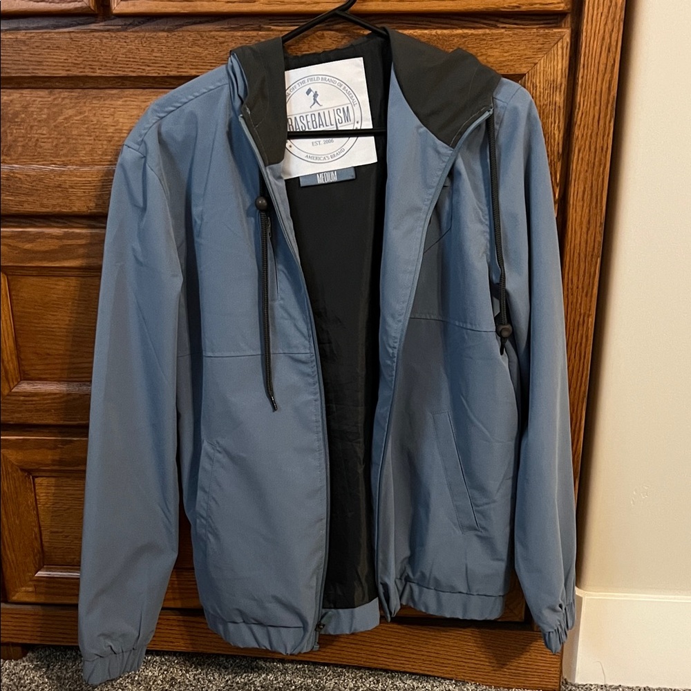 Baseballism Men's Blue Hooded Windbreaker Jacket